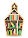 School house with colorful books. Royalty Free Stock Photo