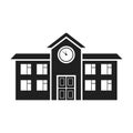 School icon in black style on white background. Building symbol stock vector illustration.