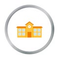 School icon cartoon. Single building icon from the big city infrastructure cartoon. Royalty Free Stock Photo