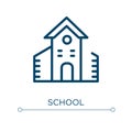 School icon. Linear vector illustration. Outline school icon vector. Thin line symbol for use on web and mobile apps, logo, print Royalty Free Stock Photo