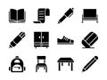 School Icon Set Glyph Royalty Free Stock Photo