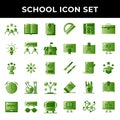 School icon set include graduation,study,certificate,creativity,discuss,school,award,education,book,clock,laboratory,studying,