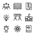 School icon set include rank,book,certificate,discuss,building,achievement,science