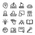 School icon set in thin Line vector illustration