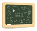 School icons on chalkboard