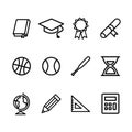 School Icons Pack Line Style Vector