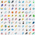 100 school icons set, isometric 3d style Royalty Free Stock Photo