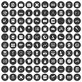 100 school icons set black circle Royalty Free Stock Photo