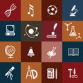 School icons set Royalty Free Stock Photo