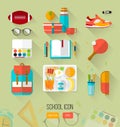 School illustration workspace. Set of high school object. Royalty Free Stock Photo