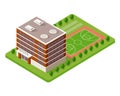 School isometric building study education