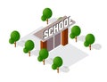 School isometric building study education