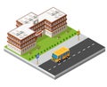 School isometric building study education