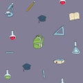 School items seamless pattern on dark background. Back to school Royalty Free Stock Photo