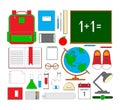 School items. Vector flat design concepts of education. Education school icons set Royalty Free Stock Photo