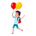 school kid boy with air balloon vector Royalty Free Stock Photo