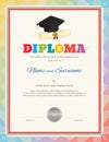 School kid diploma certificate template in modern style
