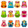 School kids school backpack Back to School rucksack vector illustration Royalty Free Stock Photo