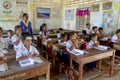 School kids in classroom of Kampong Tralach Cambodia