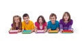 School kids with colorful books Royalty Free Stock Photo