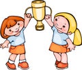 School kids with cup Royalty Free Stock Photo