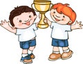 School kids with cup Royalty Free Stock Photo