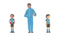 School kids football team with coach cartoon vector illustration