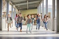 School kids running in elementary school corridor, close up Royalty Free Stock Photo