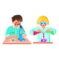 school kids science experiment vector