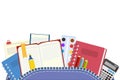 School. Knapsack and school subjects for teaching and education of schoolchildren. Vector illustration