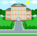 School landscape, schoolhouse. Vector illustration.