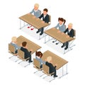 School lesson. Little students. Isometric Classroom. Flat style cartoon illustration.