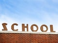 School Letters on Brick Building Royalty Free Stock Photo