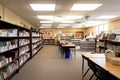 school library with bookshelves filled with reading materials for students and faculty