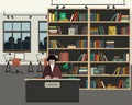 School library flat illustration.