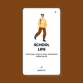 School Life Enjoying Schoolboy Teenager Vector