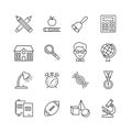 School line icon set. Back to school pictograms on subjects and equipment. Vector