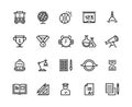 School line icons. Geometry geography physics chemistry school disciplines. School graduation and university education