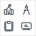 school line icons. linear set. quality vector line set such as blackboard, clipboard, compass Royalty Free Stock Photo