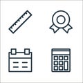 school line icons. linear set. quality vector line set such as calculator, calendar, award