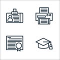 School line icons. linear set. quality vector line set such as degree, degree, printer