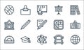 School line icons. linear set. quality vector line set such as internet, science, protractor, bus, degree, school, calculator,