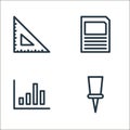 school line icons. linear set. quality vector line set such as pin, chart, file Royalty Free Stock Photo