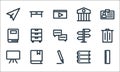 school line icons. linear set. quality vector line set such as ruler, write, whiteboard, books, book, book, directions, school, Royalty Free Stock Photo