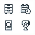 school line icons. linear set. quality vector line set such as trophy, data searching, calendar
