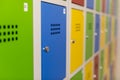 School lockers in green, blue, yellow and red color Royalty Free Stock Photo