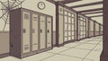 School lockers hallway, education, school life, student environment vector design Generative AI Royalty Free Stock Photo