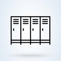 School lockers or Shop lockers icon or logo line art style. Outline locker concept. There are several lockers vector illustration