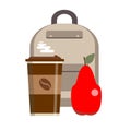 School lunch box. Kids school lunches icons in flat style.