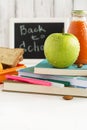 School lunch box with sandwich, fruits and nuts